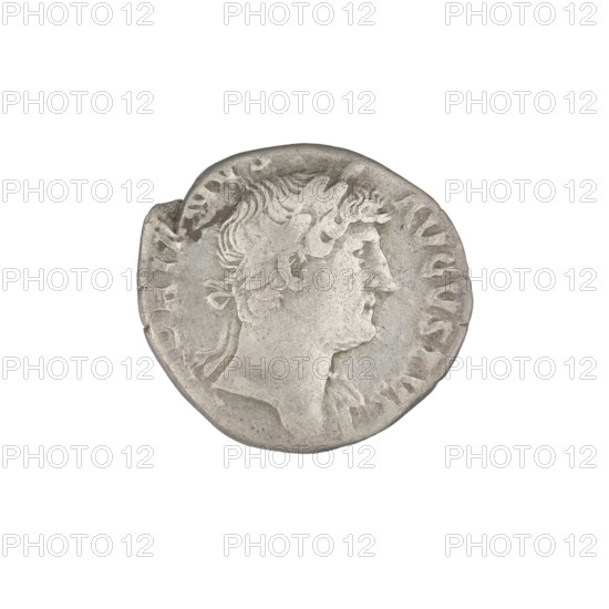 Denarius, Hadrian (76–138; Roman emperor 117–138). Obverse: head of Hadrian in laurel wreath facing