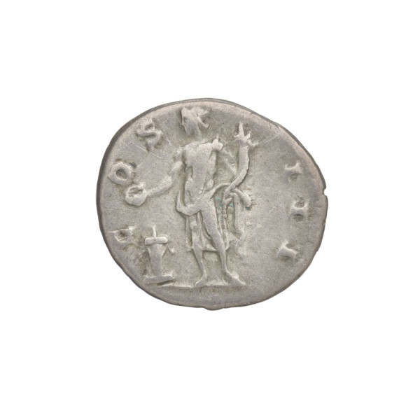 Denarius of Hadrian (76–138; Roman emperor 117–138). Obverse: head of Hadrian in laurel wreath