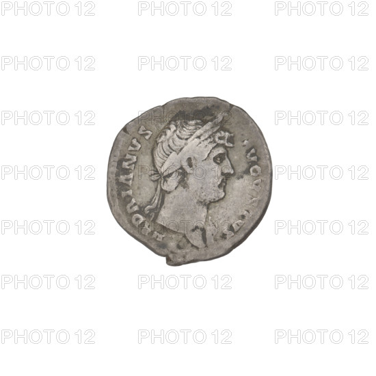 Denarius of Hadrian (76–138; Roman emperor 117–138). Obverse: head of Hadrian in a laurel wreath