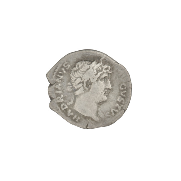 Denarius, Hadrian (76–138; Roman emperor 117–138). Obverse: head of Hadrian in laurel wreath facing