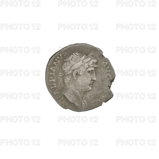 Denarius, Hadrian (76–138; Roman emperor 117–138). Obverse: head of Hadrian in laurel wreath facing