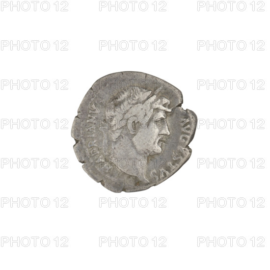 Denarius of Hadrian (76–138; Roman emperor 117–138). Obverse: head of Hadrian in laurel wreath
