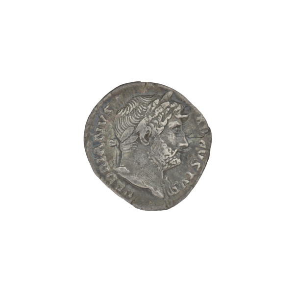 Denarius, Hadrian (76–138; Roman emperor 117–138). Obverse: head of Hadrian in laurel wreath facing