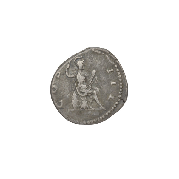 Denarius, Hadrian (76–138; Roman emperor 117–138). Obverse: head of Hadrian in laurel wreath facing