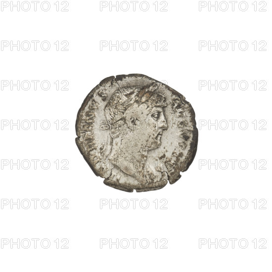 Denarius of Hadrian (76–138; Roman emperor 117–138). Obverse: head of Hadrian in laurel wreath