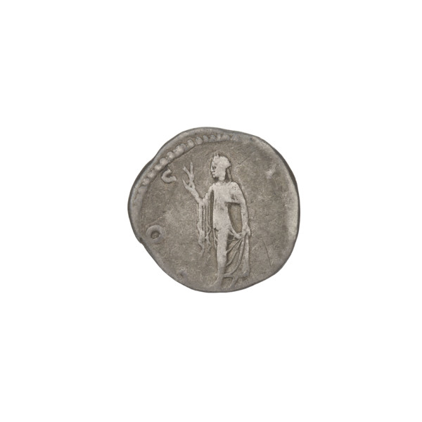 Denarius of Hadrian (reigned 117–138 CE). Obverse: laureate head of Hadrian facing right; rim