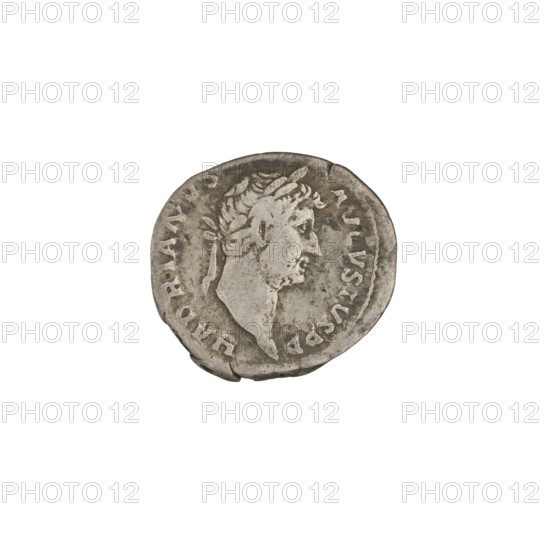 Denarius, Hadrian (76–138; Roman emperor 117–138). Obverse: head of Hadrian in laurel wreath facing