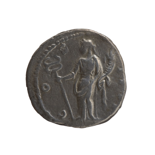 Denarius; obverse: head of Antoninus Pius in laurel wreath facing right, inscription 'AN, INVS, PI