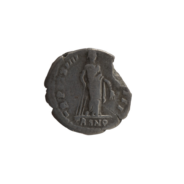 Denarius of Antoninus Pius (86–161; Roman emperor 138–161). Obverse: head of the emperor in a
