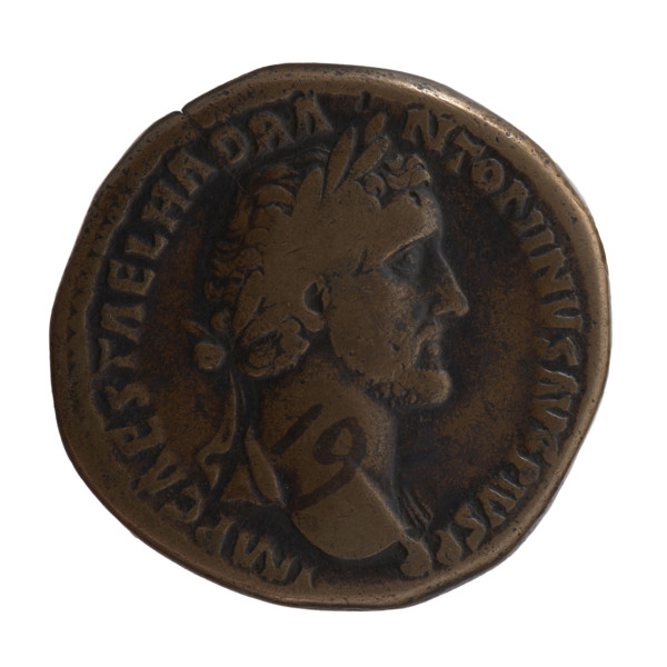 Sestertius, Antoninus Pius (86–161; Roman emperor 138–161) — obverse: head of the emperor in a