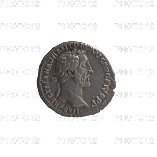 Denarius of Antoninus Pius (86–161; Roman emperor 138–161). Obverse: head of the emperor in a