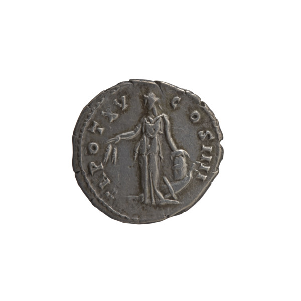 Denarius of Antoninus Pius (86–161; Roman emperor 138–161). Obverse: Head of Antoninus Pius in a