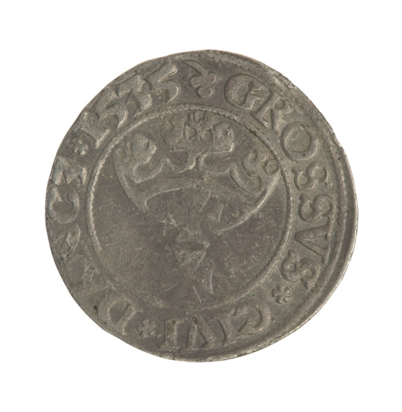 Gdansk grosz, Sigismund I the Old (King of Poland; 1506–1548). Polish coin, Jagiellonian dynasty.