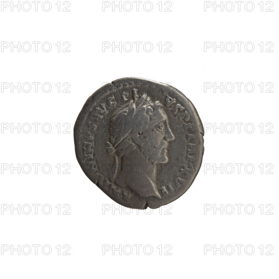 Denarius of Antoninus Pius (86–161; Roman emperor 138–161). Obverse: head of Antoninus Pius in