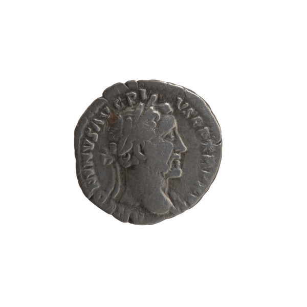 Denarius of Antoninus Pius (86–161; Roman emperor 138–161). Obverse: Head of Antoninus Pius in a