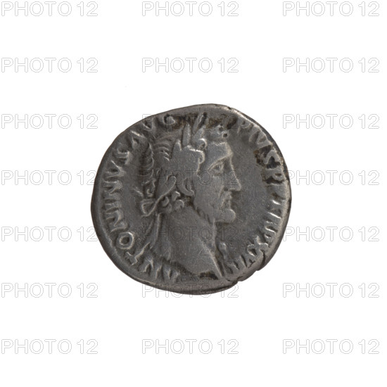 Denarius, Antoninus Pius (86–161; Roman emperor 138–161). Obverse: Head of Antoninus Pius in a