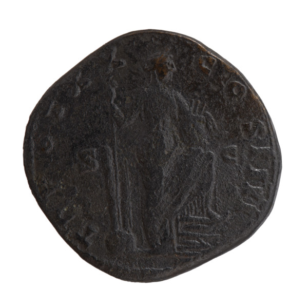 Sestertius, Antoninus Pius (86–161; Roman emperor 138–161), issuer. Obverse: Head of the emperor in
