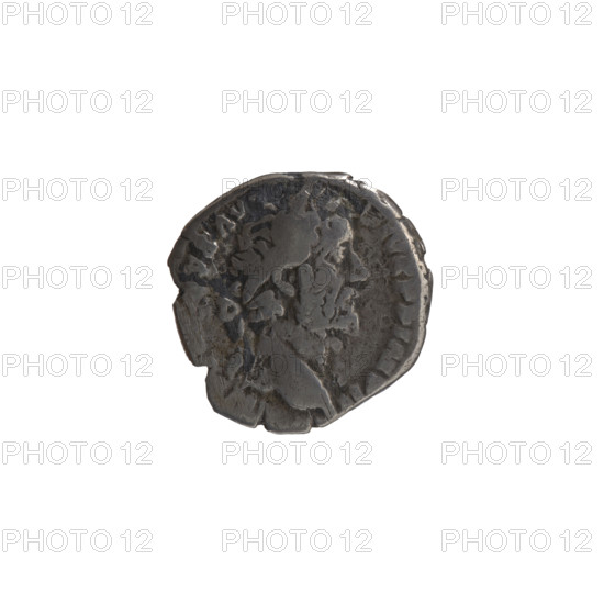 Denarius of Antoninus Pius (86–161; Roman emperor 138–161). Obverse: Head of the emperor in a