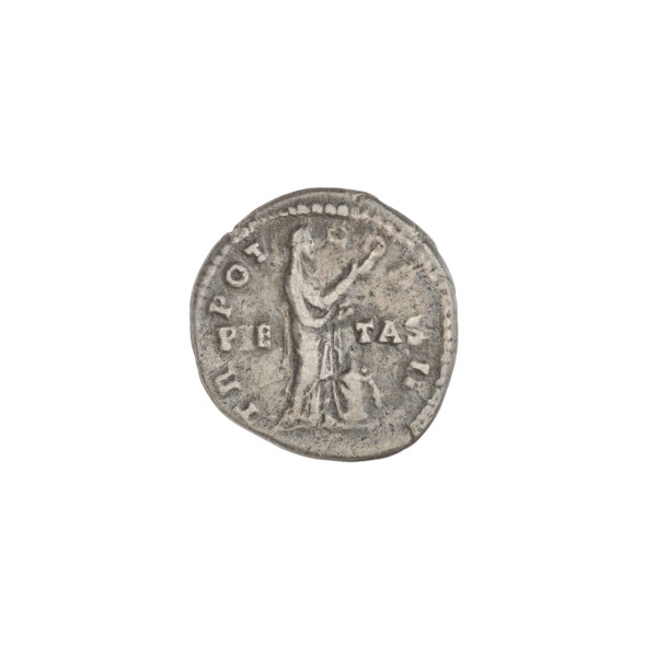 Denarius of Aelius (reigned 136–138 CE). Obverse: head of Aelius right; rim inscription