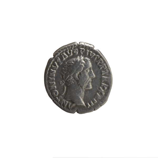 Denarius of Antoninus Pius (86–161; Roman emperor 138–161), c. 159–160. Obverse: Head of Antoninus