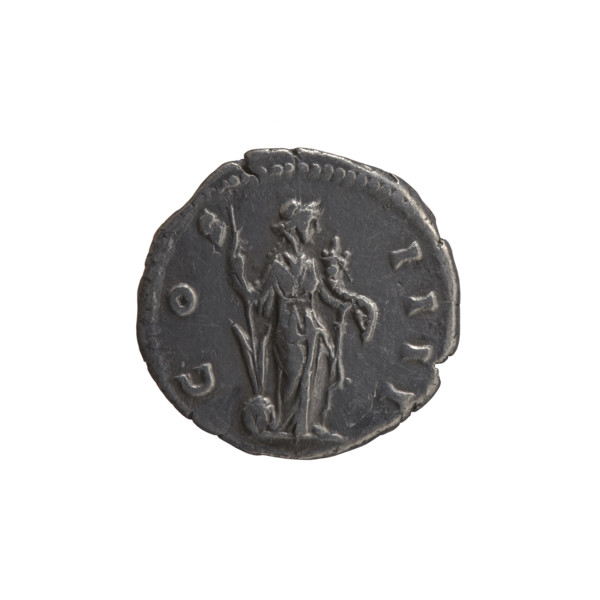 Denarius of Antoninus Pius (86–161; Roman emperor 138–161). Obverse: Head of Antoninus Pius in a
