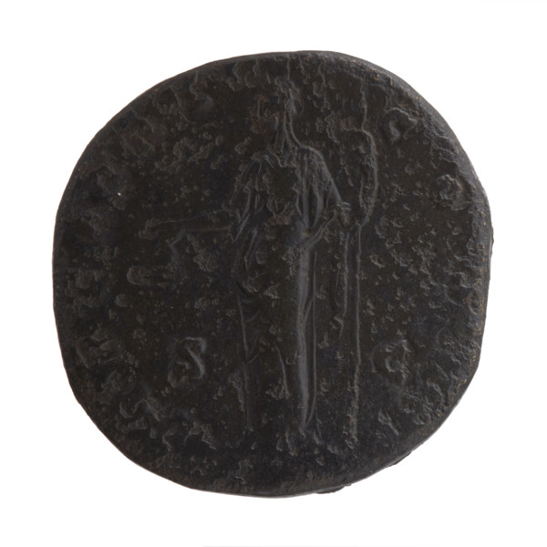 Sestertius, Antoninus Pius (86–161; Roman emperor 138–161) — obverse: head of the emperor in a