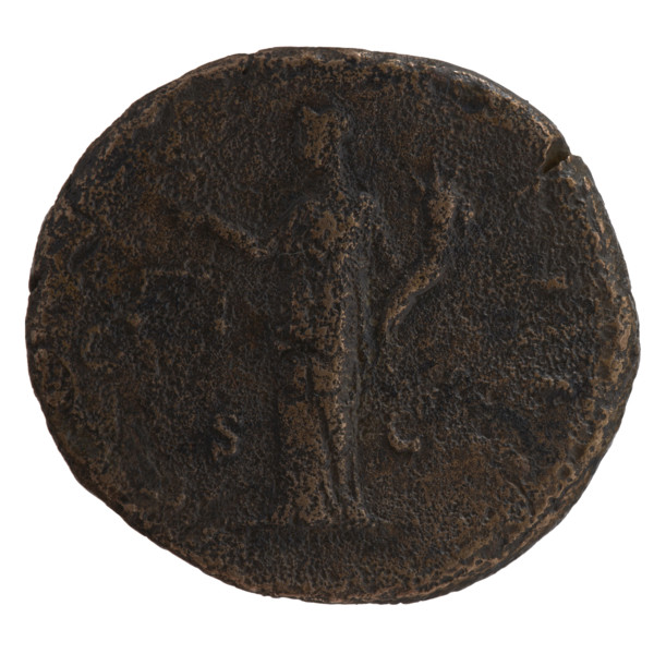 Sestertius, Antoninus Pius (86–161; Roman emperor 138–161), issuer. Obverse: Head of Antoninus Pius