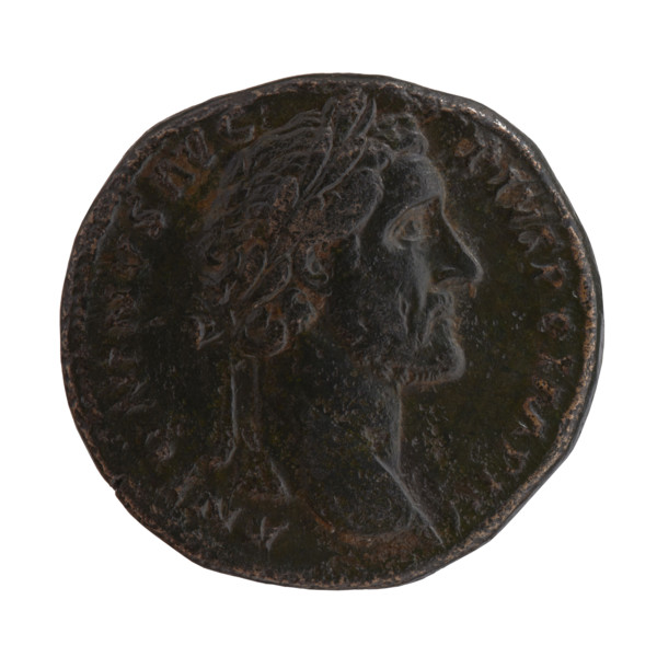 Sestertius, Antoninus Pius (86–161; Roman emperor 138–161), personifications, iconography: head of