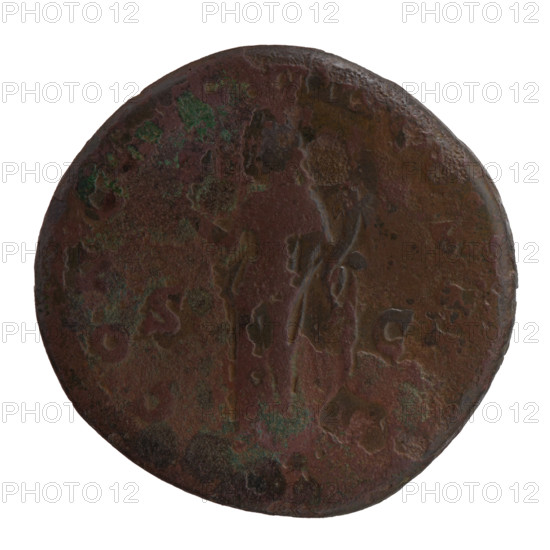 Sestertius of Antoninus Pius (86–161; Roman emperor 138–161). Obverse: head of the emperor in a