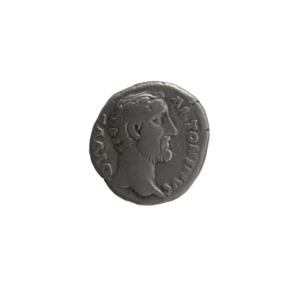 Denarius, posthumous issue: obverse — head of Antoninus Pius bare, facing right, inscription DIVV A