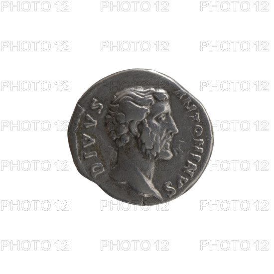Denarius; obverse: head of Antoninus Pius bare to the right, inscription 'DIVVS ANTONINVS' around;