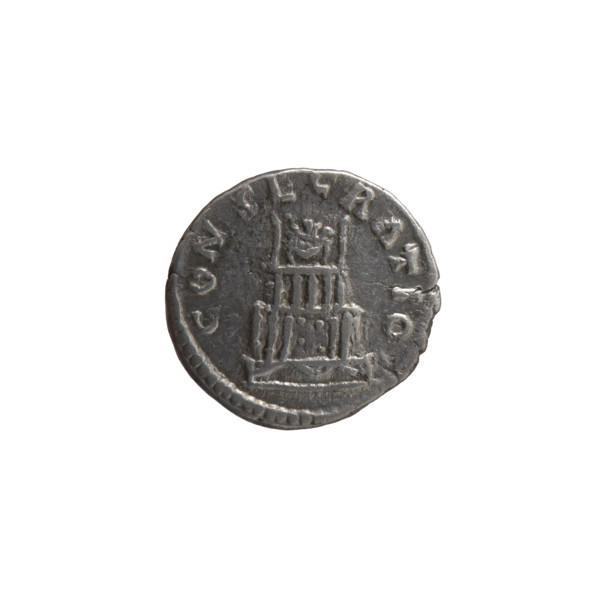 Denarius; obverse: head of Antoninus Pius without a covering facing right, inscription 'DIVVS