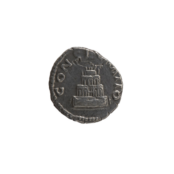 Denarius, after 161 CE. Obverse: head of Antoninus Pius bare, facing right, legend DIVVS ANTONINVS.