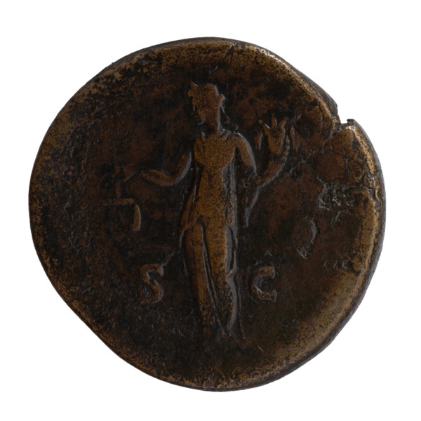 Sestertius, Antoninus Pius (86–161; Roman emperor 138–161), issuer; obverse: head of Antoninus Pius