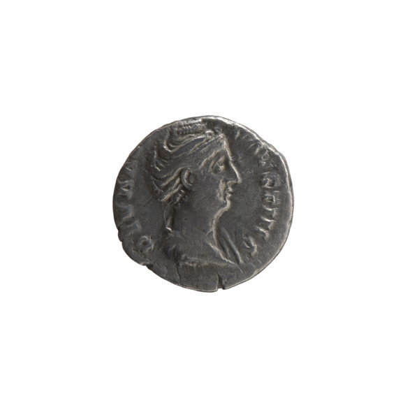 Denarius, posthumous issue of Faustina the Elder (98–141; Roman empress 138–141); obverse: bust of