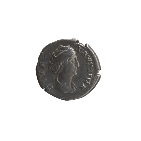Denarius, posthumous issue of Faustina the Elder (98–141; Roman empress 138–141). Obverse: Bust of
