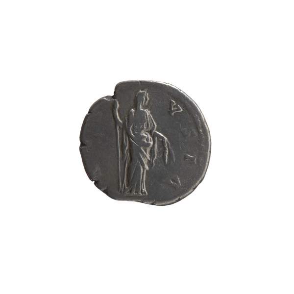 Denarius, posthumous issue for Faustina the Elder (98–141; Roman empress 138–141). Obverse: Bust of
