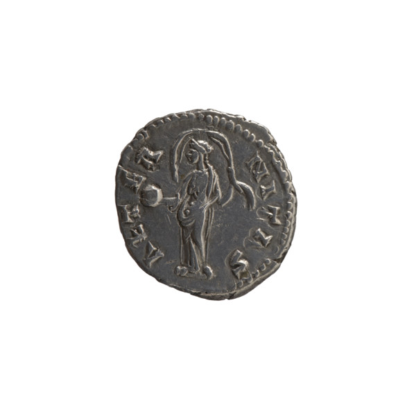 Denarius, posthumous issue for Faustina the Elder (98–141; Roman empress 138–141). Obverse: Bust of