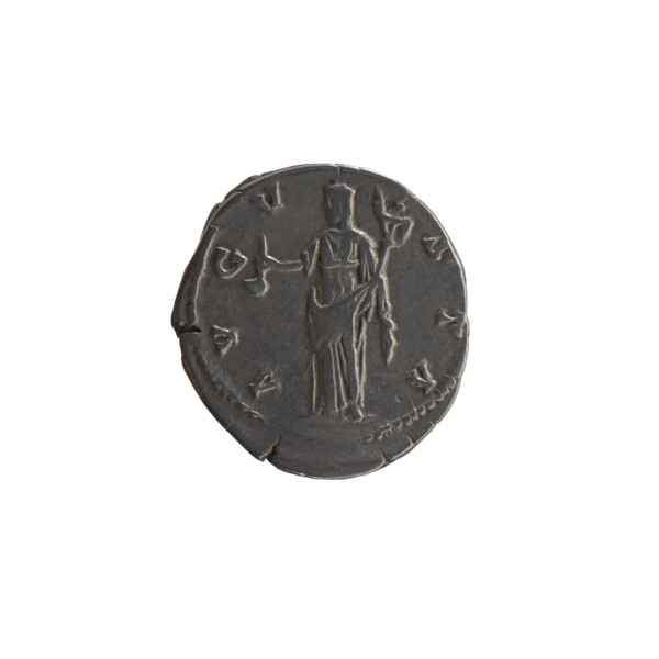 Denarius, posthumous issue for Faustina the Elder (98–141; Roman empress 138–141) and Antoninus