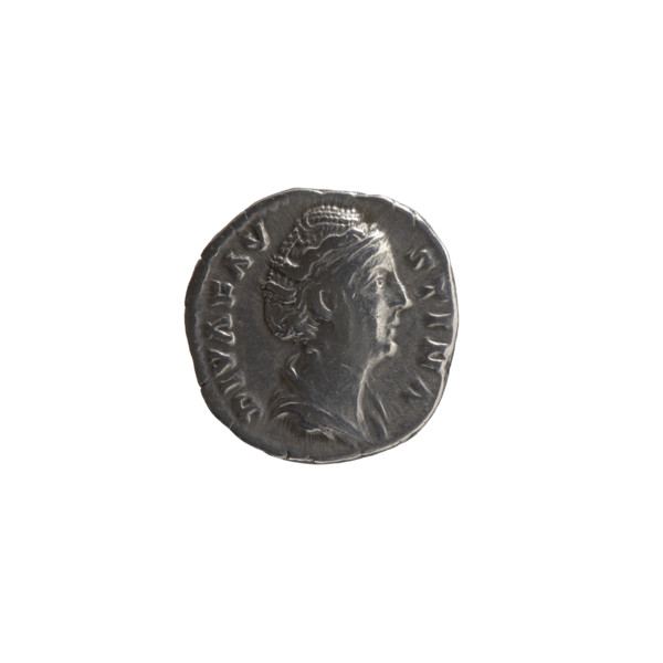 Denarius, posthumous issue for Faustina the Elder (98–141; Roman empress 138–141). Obverse: Bust of