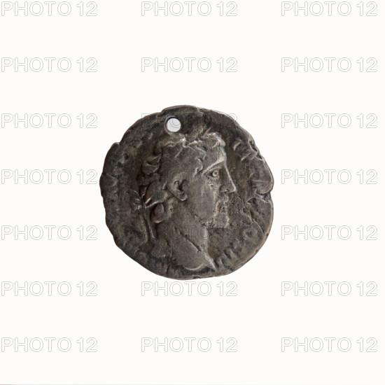 Denarius (with a hole), Antoninus Pius (86–161; Roman emperor 138–161), issuer; Marcus Aurelius