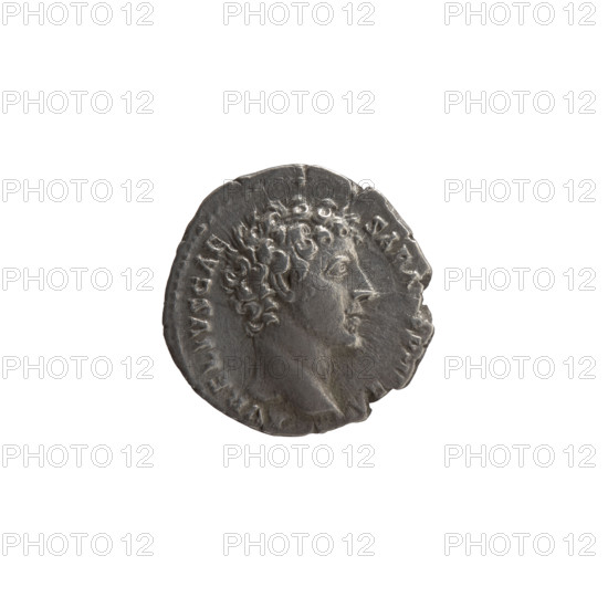 Denarius; obverse: head of young Marcus Aurelius bare, facing right, inscription 'AVRELIVS CAE -