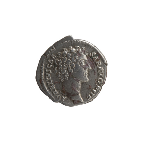 Denarius; obverse: head of young Marcus Aurelius without a cap to the right, inscription 'AVRELIVS