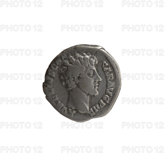 Denarius, ca. 145–147. Obverse: Head of young Marcus Aurelius without a cap to the right,
