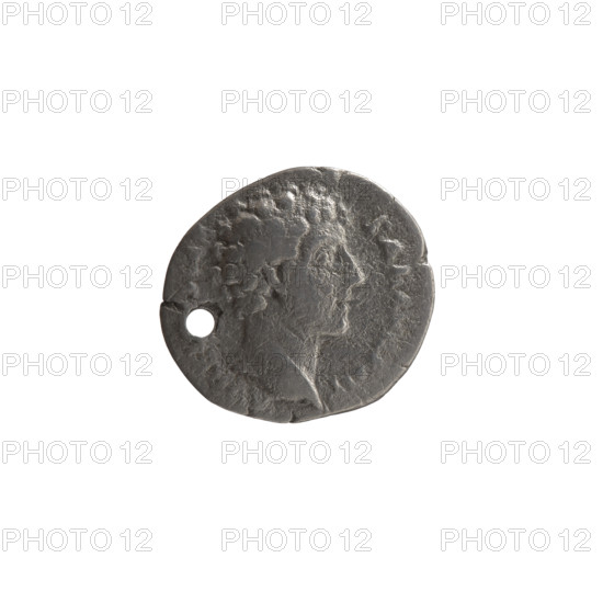 Denarius (with a hole), Marcus Aurelius (121–180; Roman emperor 161–180), issued under Antoninus
