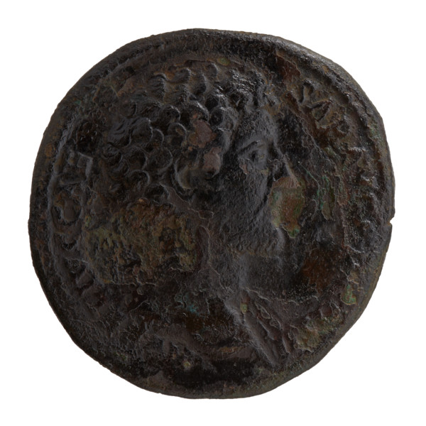 Sestertius; obverse: head of young Marcus Aurelius bare to right, inscription LIVS CAE - SAR AVG P,
