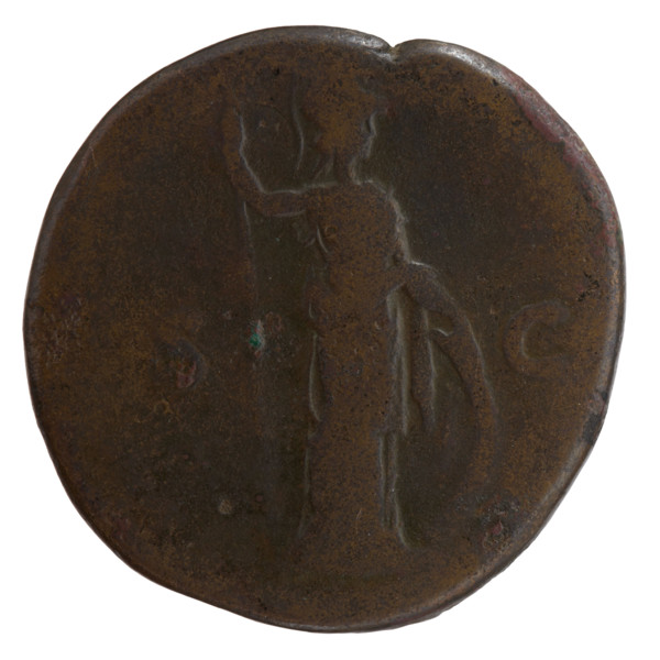 Sestertius; obverse: head of young Marcus Aurelius bare, facing right, legend 'AVRELIV, CAE - SAR