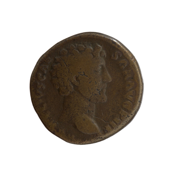 Dupondius; obv: Head of young Marcus Aurelius without a covering to the right, inscription LIVS CAE
