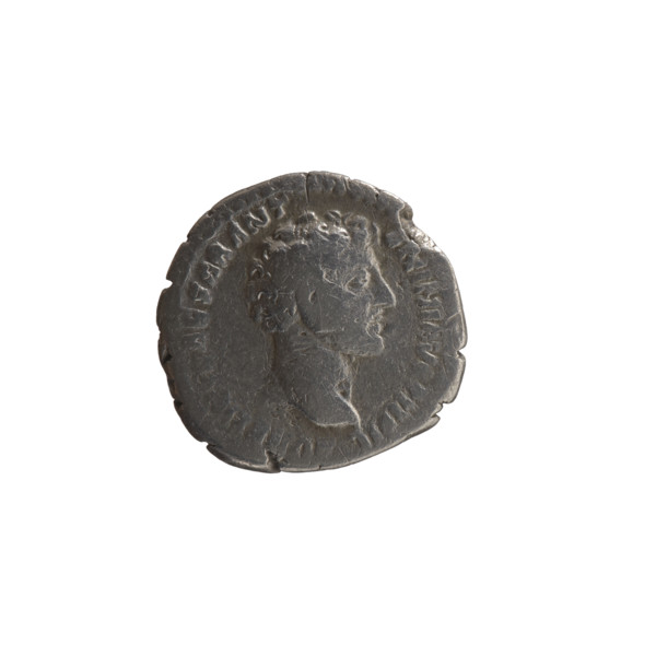 Denarius, Marcus Aurelius (121–180; Roman emperor 161–180), issued ca. 149–150. Obverse: Head of