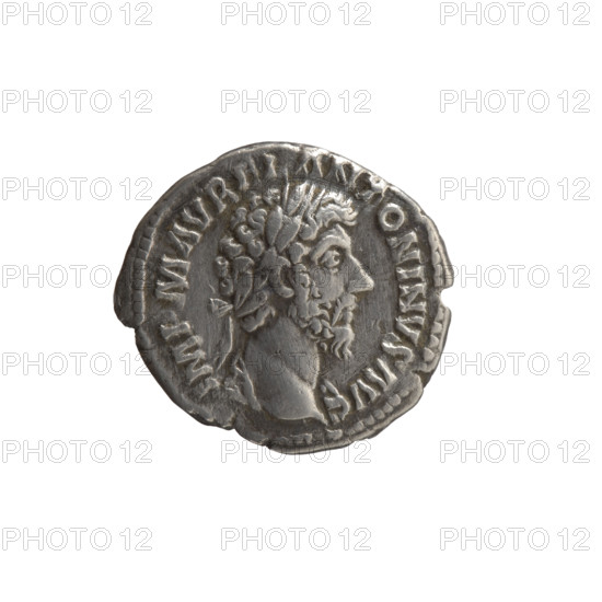 Denarius of Marcus Aurelius (121–180; Roman emperor 161–180), obverse: head of Marcus Aurelius with